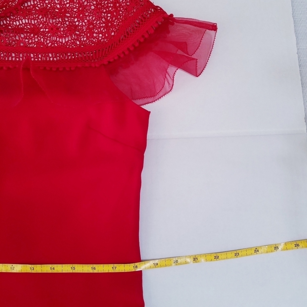 🌸 NEW‎ Ted Baker |Red Ruffle Shift Dress 6 - Picture 11 of 16
